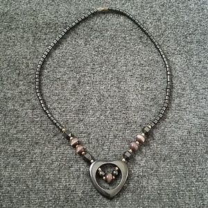 90's Hematite heart necklace